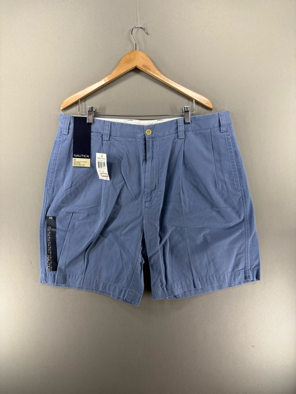 Nautica Cargo Shorts 40 Classic Fit Double Pleats Cotton Blue Nwt Shorts Retro